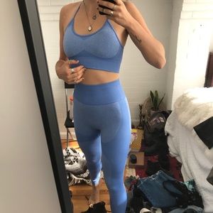Blue Active Seamless Leggings Set